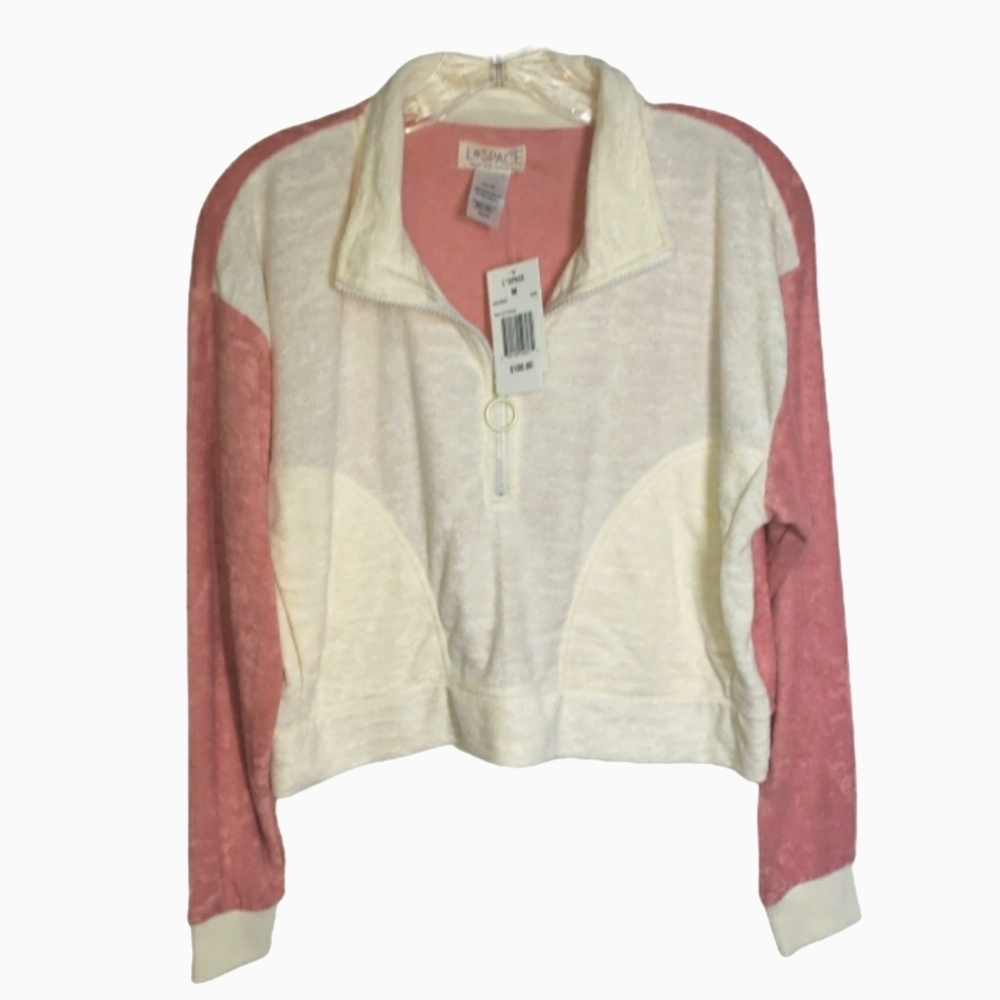 NWT L Space Crop Top & Jogger Set Pink Cream Color Block Size M - Picture 3 of 8